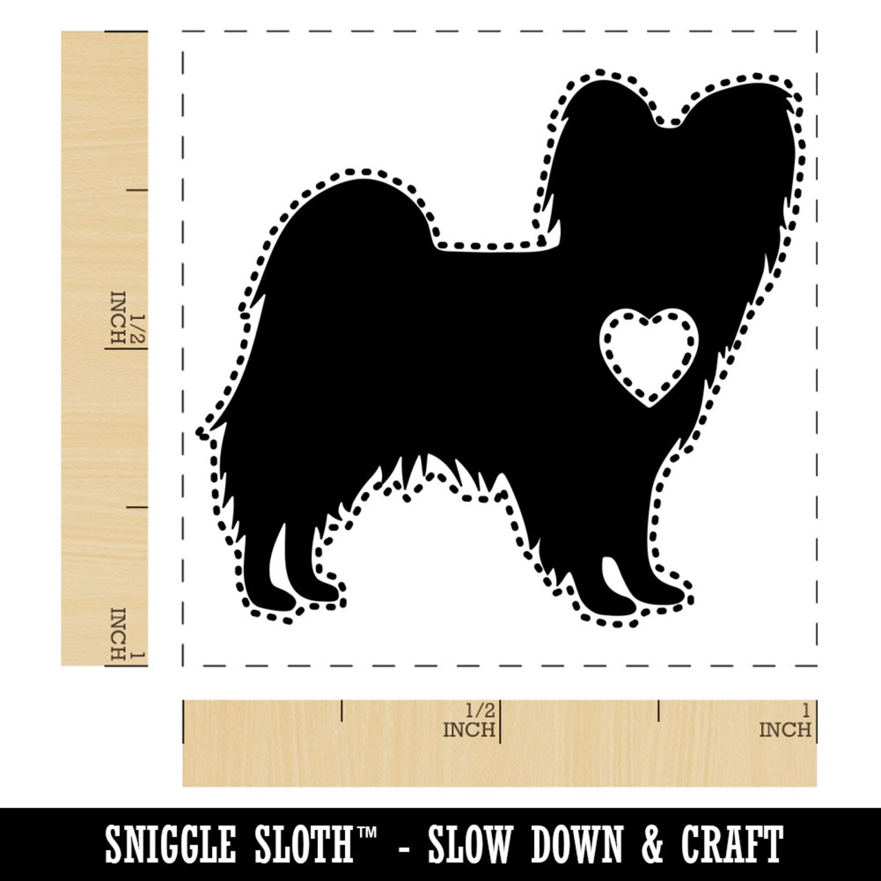 Papillon Continental Toy Spaniel Dog with Heart Self-Inking Rubber Stamp Ink Stamper